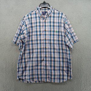 Vtg Polo Ralph Lauren Shirt Mens XL Blue White Pink Madras‎ Plaid Preppy Classic